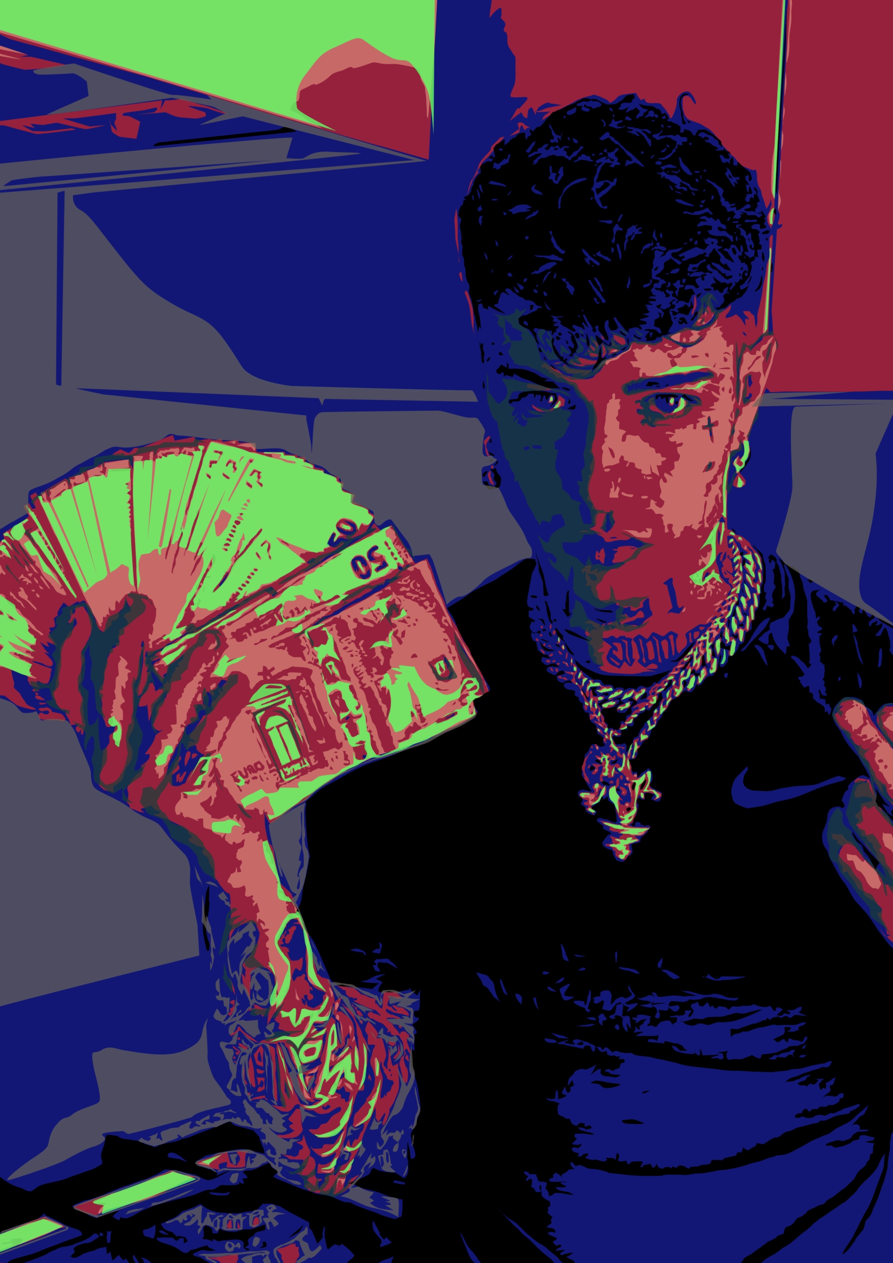 Tony Effe Soldi stampa d’arte pop Trapster Edition by SOME