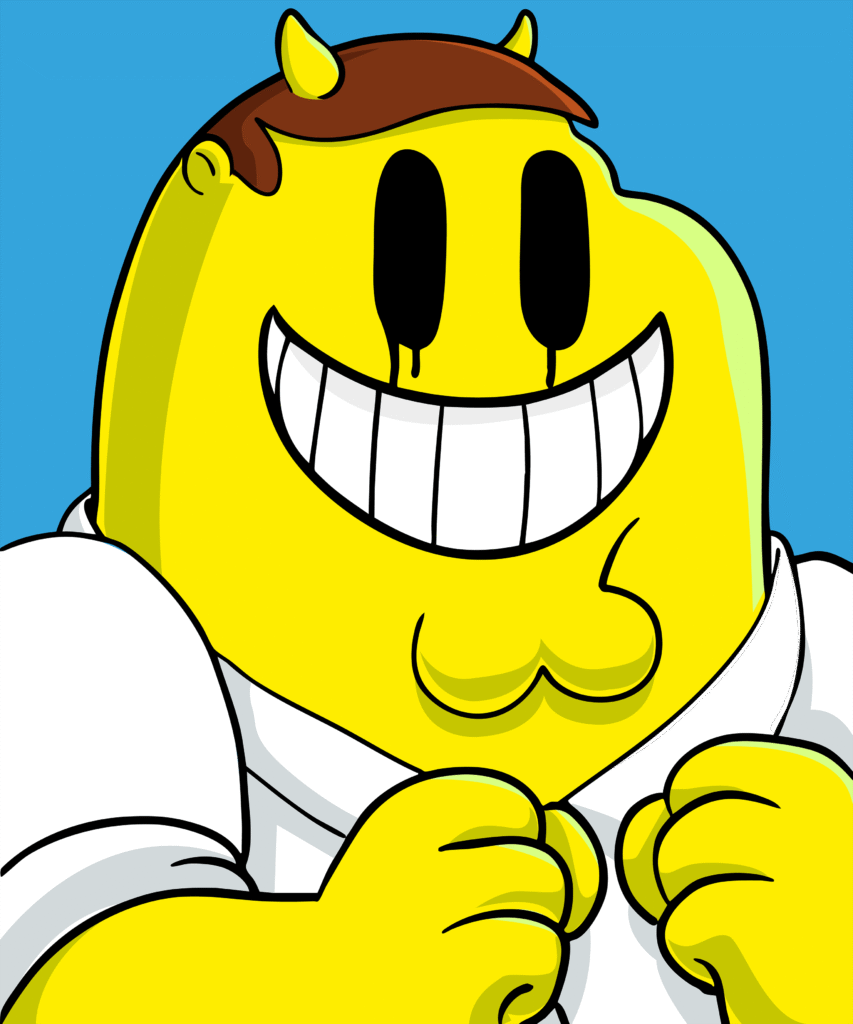 “HAPPY” (2025), DAIMO character artwork by Italian contemporary artist SOME